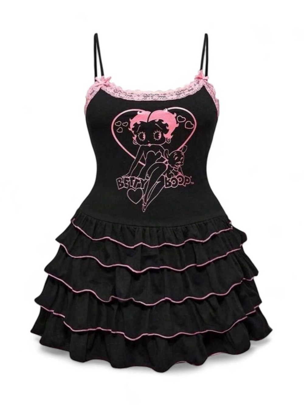 BNWT Betty Boop Black & Pink Ruffle Dress